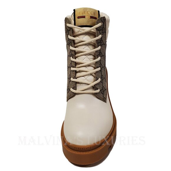 GUCCI BOOTS GG LOGO PLATFORM BLOCK HEEL ANKLE BOOTIES QUILTED - Picture 9 of 16